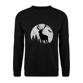 cerf - Sweat-shirt Unisexe - noir - Devant - Alina (178cm) & Michal (187cm)