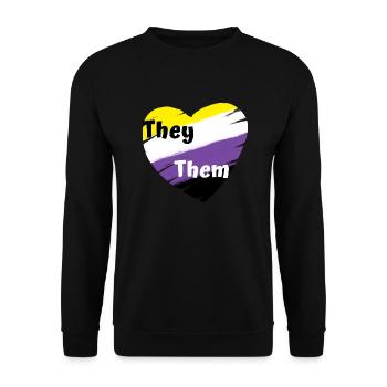 Nicht binär Sie Sie - Unisex Pullover - Schwarz - Vorne - Alina (178cm) & Michal (187cm)