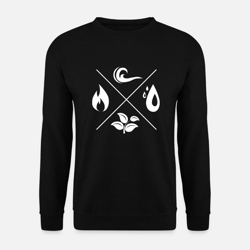 Die 4 Elemente - Feuer, Wasser, Erde, Luft - Unisex Pullover - Schwarz