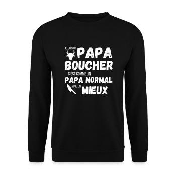 Un papa boucher c'est comme un papa normal cadeau - Sweat-shirt Unisexe - noir - Devant - Alina (178cm) & Michal (187cm)