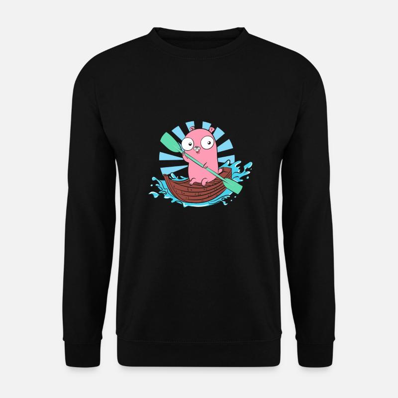 GoLang Gopher Bootspaddel - Unisex Pullover - Schwarz