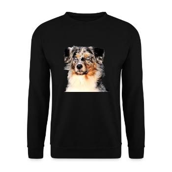 australischer Hirte - Unisex Pullover - Schwarz - Vorne - Alina (178cm) & Michal (187cm)
