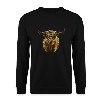 Scottish Highlander - Unisex Pullover - Schwarz - Vorne - Alina (178cm) & Michal (187cm)