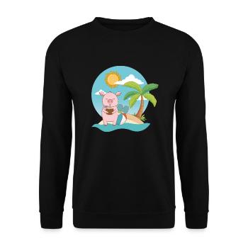 Cochon sur la plage - Sweat-shirt Unisexe - noir - Devant - Alina (178cm) & Michal (187cm)