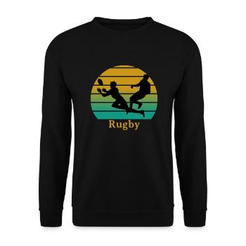 coucher soleil rugby - Sweat-shirt Unisexe - noir - Devant - Alina (178cm) & Michal (187cm)