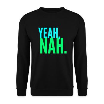 ja nein, Teenager Meme, sarkastisches Zitat - Unisex Pullover - Schwarz - Vorne - Alina (178cm) & Michal (187cm)