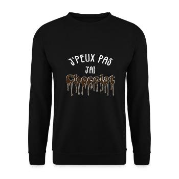 j'peux pas, j ai chocolat - humour gourmand - Sweat-shirt Unisexe - noir - Devant - Alina (178cm) & Michal (187cm)