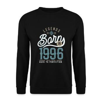 Anniversaire 1996 born in 1996 cadeau 26 ans - Sweat-shirt Unisexe - noir - Devant - Alina (178cm) & Michal (187cm)
