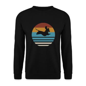 Dackel Dackel hund Silhouette Retro Geschenk - Unisex Pullover - Schwarz - Vorne - Alina (178cm) & Michal (187cm)