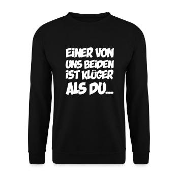 Einer von uns ist klüger - Unisex Pullover - Schwarz - Vorne - Alina (178cm) & Michal (187cm)