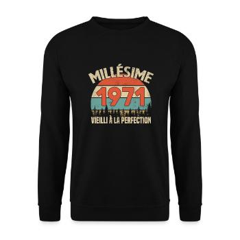 Millésime 1971 Cadeau Anniversaire Humour - Sweat-shirt Unisexe - noir - Devant - Alina (178cm) & Michal (187cm)