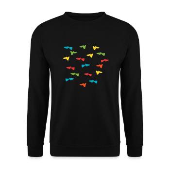Guppy Zierfisch Guppie Aquarium Geschenk Idee - Unisex Pullover - Schwarz - Vorne - Alina (178cm) & Michal (187cm)