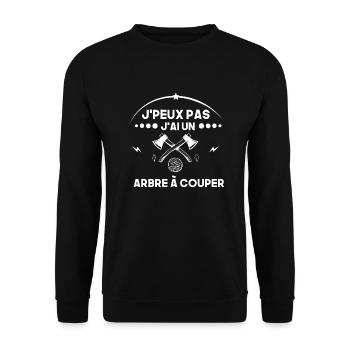 J'peux pas j'ai un arbre à couper. Humour bûcheron - Sweat-shirt Unisexe - noir - Devant - Alina (178cm) & Michal (187cm)