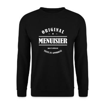 MENUISIER ORIGINAL - Sweat-shirt Unisexe - noir - Devant - Alina (178cm) & Michal (187cm)