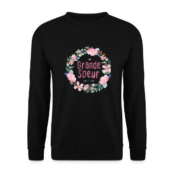 Grande Soeur Annonce de Grossesse Cadeau Naissance - Sweat-shirt Unisexe - noir - Devant - Alina (178cm) & Michal (187cm)