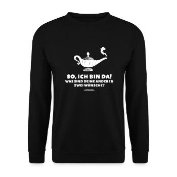 So, ich bin da! (weiß) - Unisex Pullover - Schwarz - Vorne - Alina (178cm) & Michal (187cm)