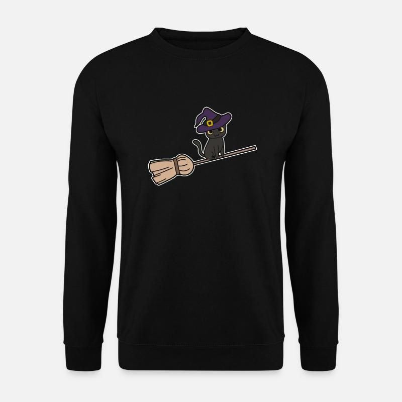 Katze Hexenbesen - Unisex Pullover - Schwarz