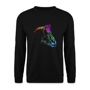 Tête de cheval Cheval Coloré Chevaux - Sweat-shirt Unisexe - noir - Devant - Alina (178cm) & Michal (187cm)