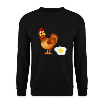 The chicken puts an egg humor hen puts omelette - Unisex Sweatshirt - black - Front - Alina (178cm) & Michal (187cm)
