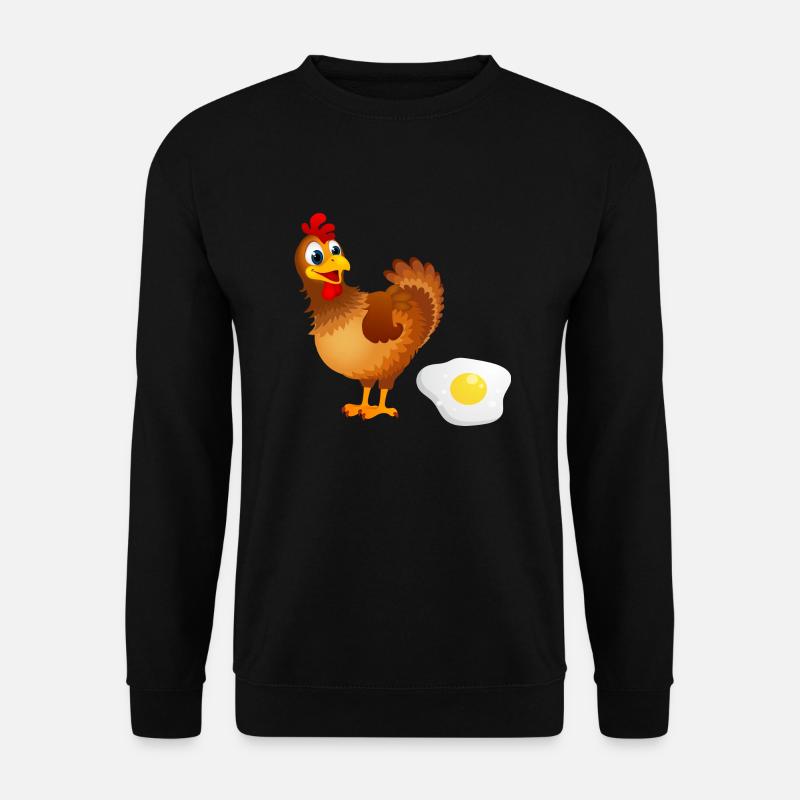 Das Huhn legt ein Ei Humor Henne legt Omelett - Unisex Pullover - Schwarz