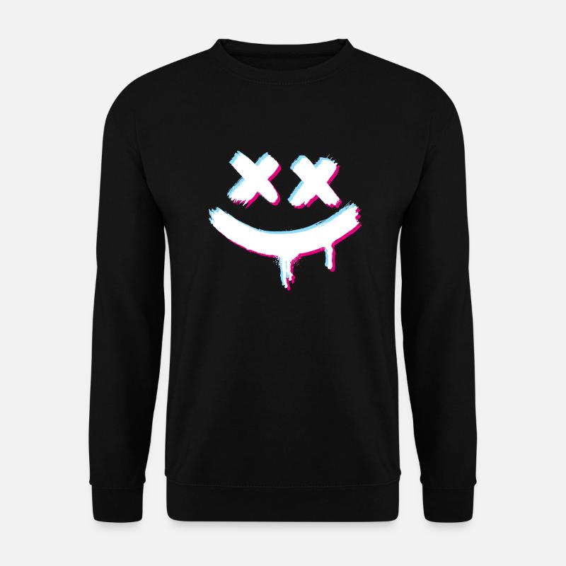 Smiley Smile Glitch Böse - Unisex Pullover - Schwarz