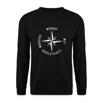 Stoizismus Mut Mäßigung Gerechtigkeit Weisheit - Unisex Pullover - Schwarz - Vorne - Alina (178cm) & Michal (187cm)