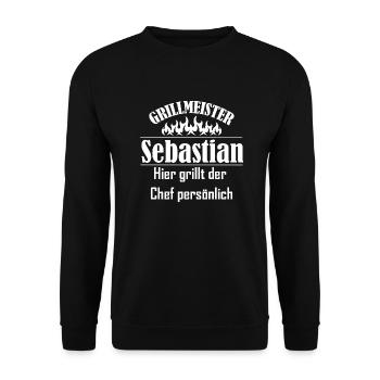 Grillmeister Sebastian - Unisex Pullover - Schwarz - Vorne - Alina (178cm) & Michal (187cm)