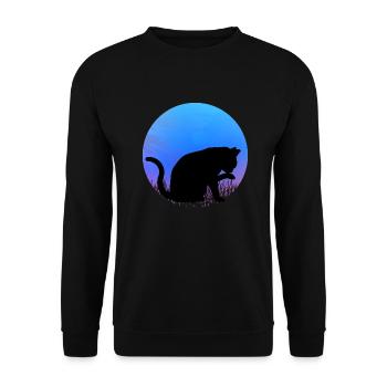 Niedliche Katze, schwarzer Kater als Silhouette - Unisex Pullover - Schwarz - Vorne - Alina (178cm) & Michal (187cm)