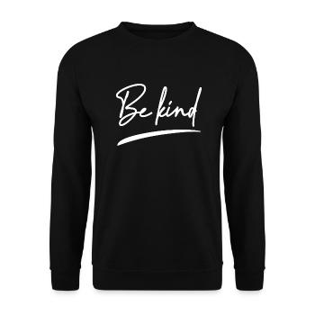 Sei freundlich - Christian Clothing - Unisex Pullover - Schwarz - Vorne - Alina (178cm) & Michal (187cm)