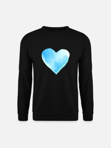 Idée cadeau Aquarelle Blue Heart - Sweat-shirt Unisexe - noir