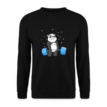 Panda Gewichtheben - Unisex Pullover - Schwarz - Vorne - Alina (178cm) & Michal (187cm)