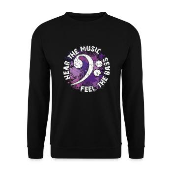 Feel the bass. Bass clef - Unisex Sweatshirt - black - Front - Alina (178cm) & Michal (187cm)