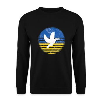 Ukraine Shirt mit Friedenstaube - Unisex Pullover - Schwarz - Vorne - Alina (178cm) & Michal (187cm)
