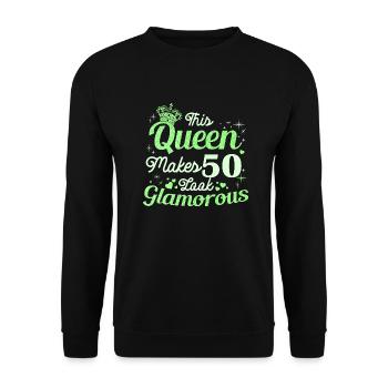 Birthday Queen turns 50 50th birthday Women - Unisex Sweatshirt - black - Front - Alina (178cm) & Michal (187cm)