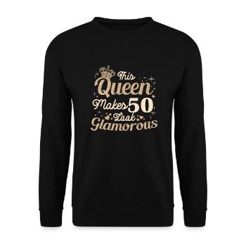 Birthday Queen turns 50 50th birthday Women - Unisex Sweatshirt - black - Front - Alina (178cm) & Michal (187cm)