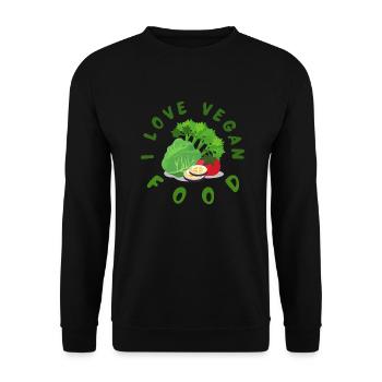 i love vegan food - Unisex Sweatshirt - black - Front - Alina (178cm) & Michal (187cm)