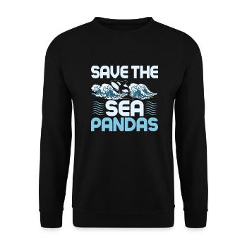 Save The Sea Pandas Scientist Marine Biology - Unisex Pullover - Schwarz - Vorne - Alina (178cm) & Michal (187cm)