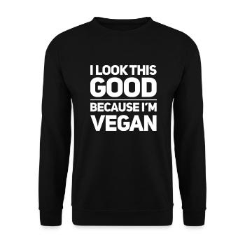 J’ai l’air si bien parce que je suis végétalien - Sweat-shirt Unisexe - noir - Devant - Alina (178cm) & Michal (187cm)