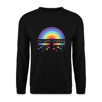 Rainbow Bi Wife Energy Bisexual Pride Rainbow Flag - Unisex Sweatshirt - black - Front - Alina (178cm) & Michal (187cm)