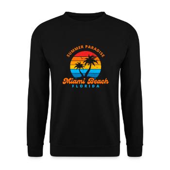 Sommerparadies Miami Beach Florida-Sunset-Palms - Unisex Pullover - Schwarz - Vorne - Alina (178cm) & Michal (187cm)