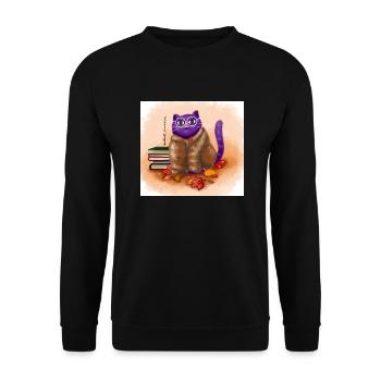 Chat d’automne - Sweat-shirt Unisexe - noir - Devant - Alina (178cm) & Michal (187cm)