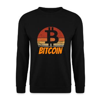 Bitcoin BTC Vintage Rétro Sunset - Sweat-shirt Unisexe - noir - Devant - Alina (178cm) & Michal (187cm)