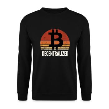 Bitcoin BTC Decentralized crypto Vintage Sunset - Sweat-shirt Unisexe - noir - Devant - Alina (178cm) & Michal (187cm)