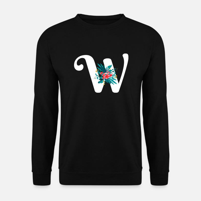 letter W flowered - Unisex Sweatshirt - black