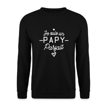 papy parfait / humour grand-père - Sweat-shirt Unisexe - noir - Devant - Alina (178cm) & Michal (187cm)