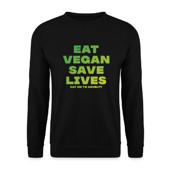 Eat vegan Tierschutz vegan Lifestyle - Unisex Pullover - Schwarz - Vorne - Alina (178cm) & Michal (187cm)