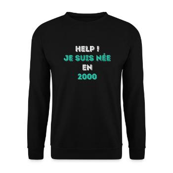 Born in 2000 - Special Edition - Simple Design - Unisex Sweatshirt - black - Front - Alina (178cm) & Michal (187cm)