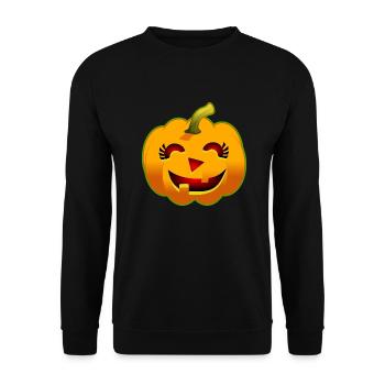 Halloween Pumpkin - Smiling - Unisex Sweatshirt - black - Front - Alina (178cm) & Michal (187cm)