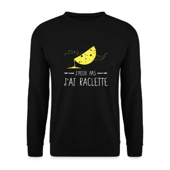 J'peux pas j'ai raclette - Humour Fromage Hiver - Sweat-shirt Unisexe - noir - Devant - Alina (178cm) & Michal (187cm)