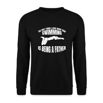 Schwimmer Schwimmverein Schwimmerin Papa Schwimmen - Unisex Pullover - Schwarz - Vorne - Alina (178cm) & Michal (187cm)
